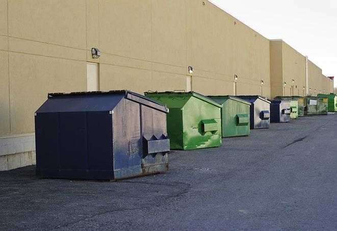 dumpsters lined up waiting to be filled with construction waste in Chanhassen, MN